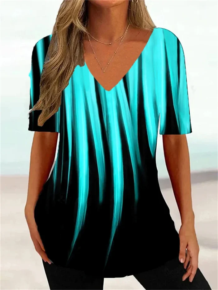 Simple Women's T-shirt 3d Wave Curve Tee Fashion - Image 2